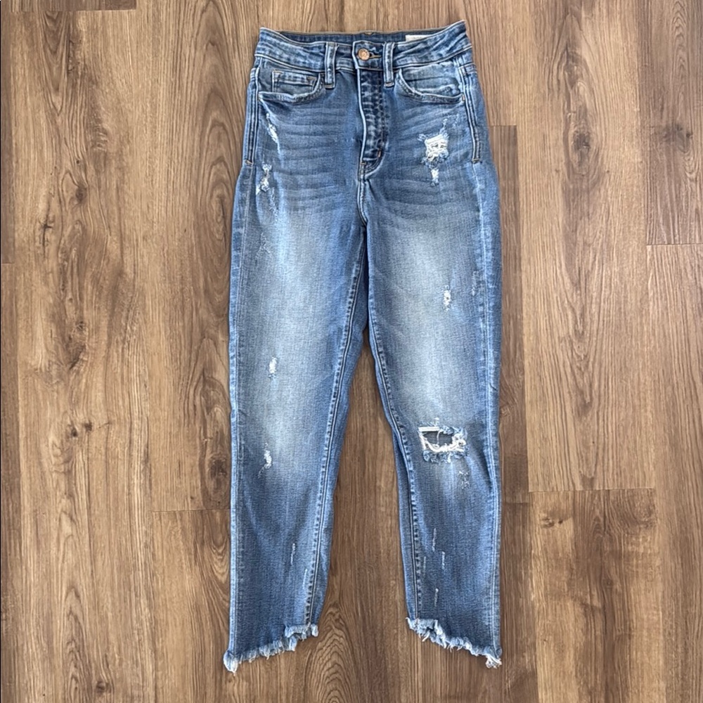 Bridge By Gly Jeans ultra high Rise Ankle Skinny Raw Frayed Hem Distressed Sz 24